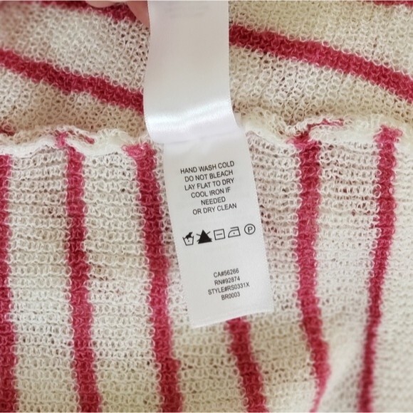 Splendid Striped Twist Hem Knitted Cotton Blend Sleeveless Tank Top Medium Pink - Picture 9 of 10